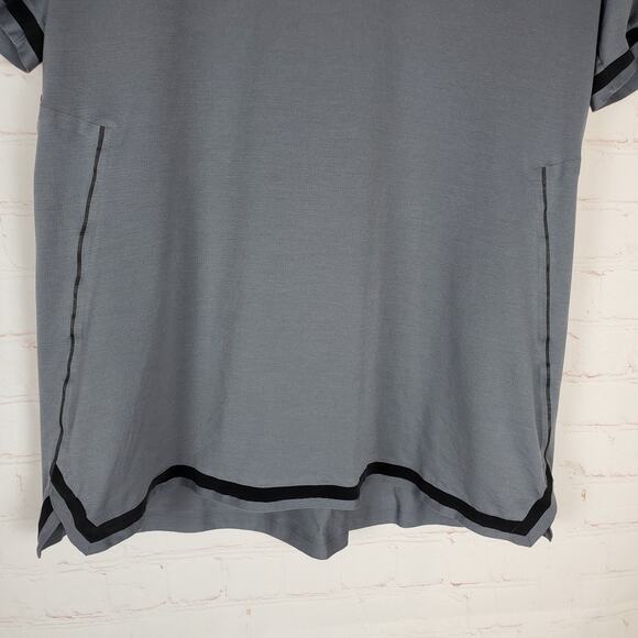 Lululemon Fast Free Bold Lines Short Sleeve Shirt Mens L Asphalt Gray Reflective - Picture 4 of 11